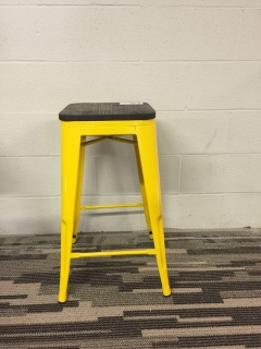 Picture of TOLIX Replica Counter Height Stool Rustic Elm Seat (Yellow)-H25.5"