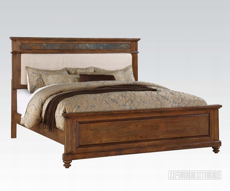 Arielle Queen Size Bed Oak Natural Slates