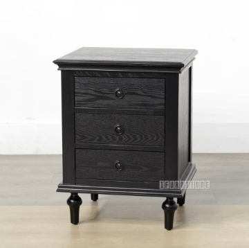 Picture of CAROLINE Ash Veneer 3 Drawer Bedside Table *Black