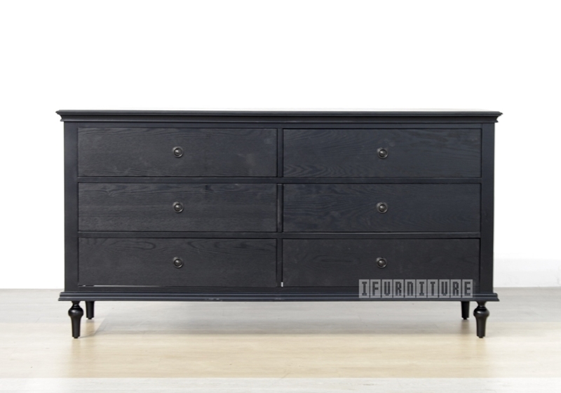 Picture of CAROLINE Ash Veneer 6 Drawer Dressing Table *Black