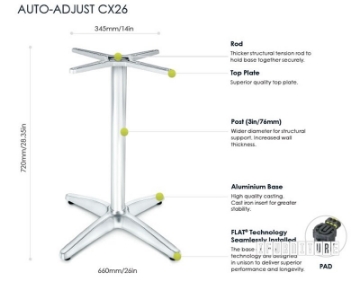 Picture of [Commercial Supply Only] CX26 FLATTECH Auto Adjust Table Base