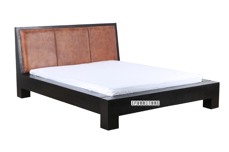 Picture of TANZANIA Solid Teak Bed in Queen/king *Genuine Cowhide - King