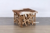 Picture of JAVEA Genuine Goathide & Solid Teak Wood Side Table 