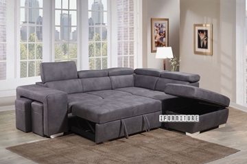 Picture of POSITANO SECTIONAL SOFA/ SOFA BED WITH STORAGE & TWO OTTOMANS (Taupe & Mushroom color)