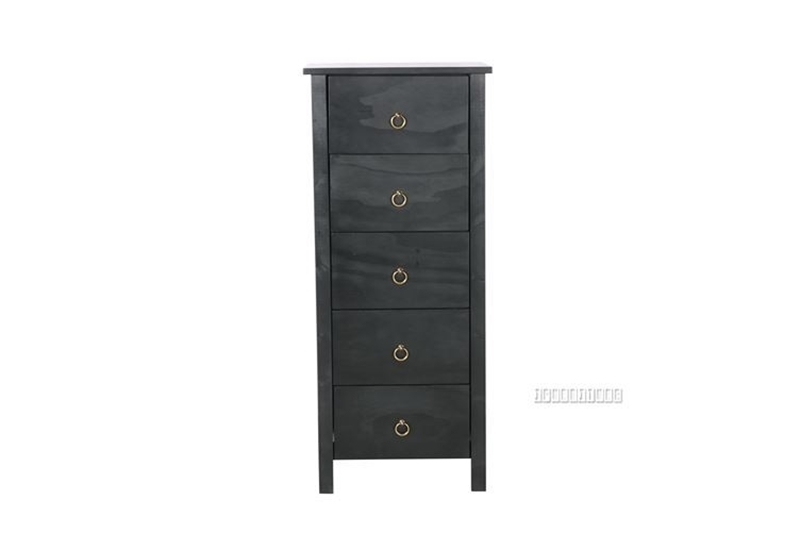 Picture of METRO Solid Pine 5 DRW Slimboy (Black)