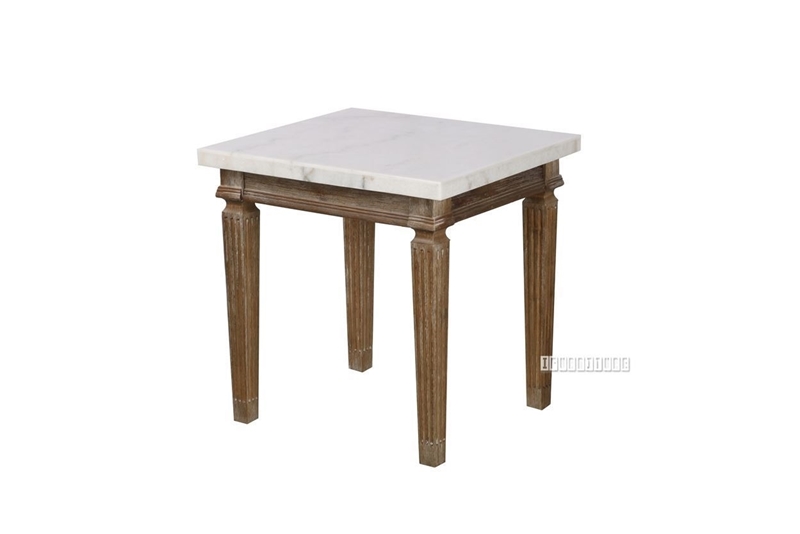 Imperial Side Table Real Marble Top White Wash Timber Ifurniture