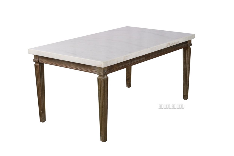 Imperial 163 Dining Table Real Marbletop Solid White Wash Timber