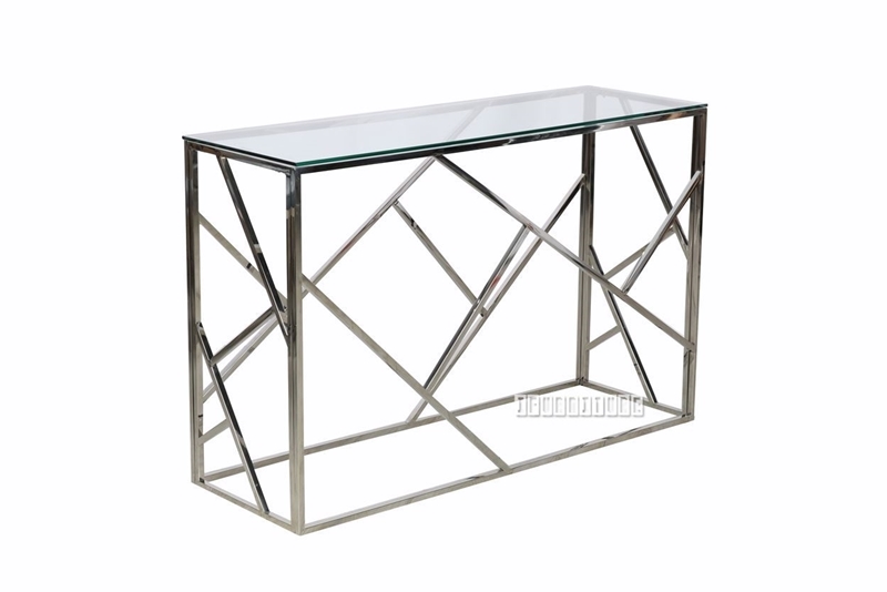 Picture of LELLA RECTANGLE CLEAR GLASS HALL TABLE * SILVER