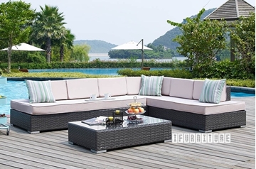 Picture of VALENCIA Aluminum Frame Patio Sectional Sofa with Rectangle Coffee Table