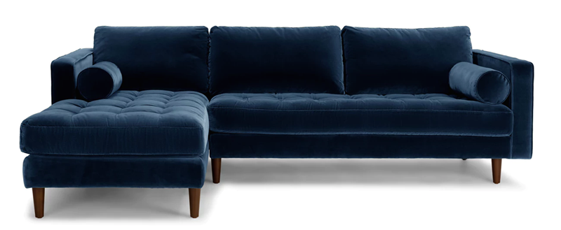 Faversham Sectional Sofa In Deep Blue Velvet Ifurniture The