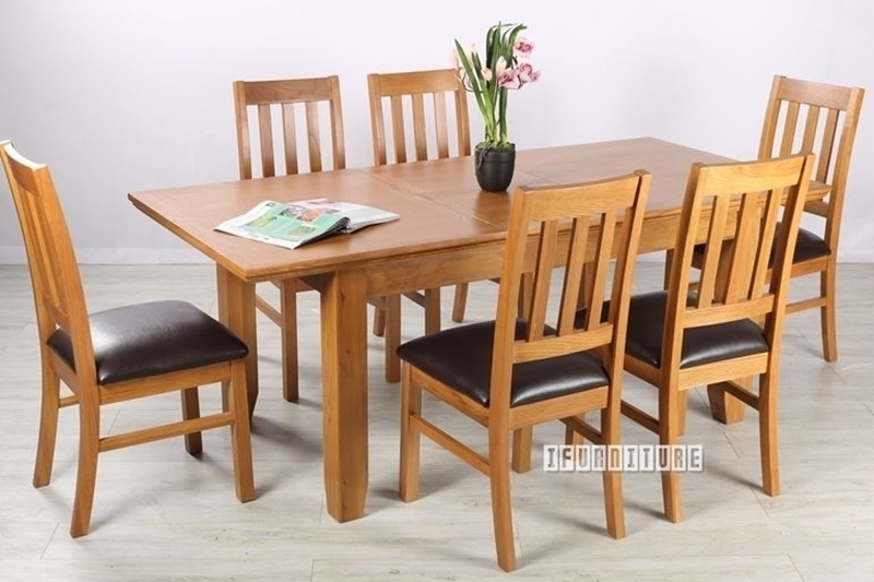Picture of NOTTINGHAM 150-195 EXTENSION DINING SET WITH 6 CHAIRS *SOLID OAK