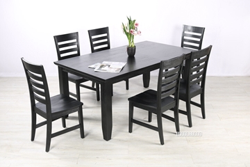 Picture of CAROL SOLID ACACIA 180 7PC DINING SET *BLACK