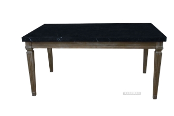 Picture of IMPERIAL 163 DINING TABLE * REAL BLACK MARBLETOP/SOLID WHITE WASH TIMBER IN