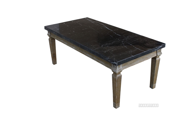 Imperial Coffee Table Real Black Marble Top White Wash Timber