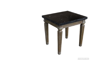 Picture of IMPERIAL Side Table with Real Black Marble Top & White Wash Timber