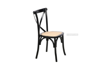 Picture of ALBION Solid Beech Wood Cross Back Dining Chair with Rattan Seat (Black)
