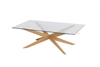 Picture of PARIS CROSS LEGS RECTANGULAR GLASS COFFEE TABLE *SOLID OAK LEGS