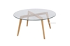 Picture of PARIS ROUND GLASS COFFEE TABLE *SOLID OAK LEGS
