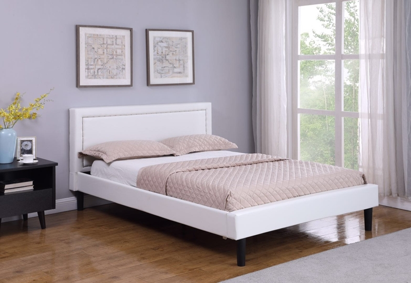 Joyance Platform Bed Frame In Double, Queen Size Platform Bed Frame White