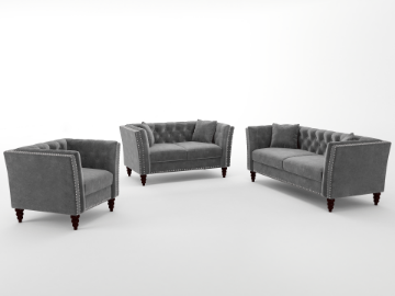 Picture of JERILYN Chesterfield Flared Arm Velvet Sofa Range (Gray)