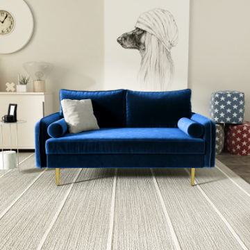 Picture of MARYJANET Velvet Sofa Range (Space Blue) - Loveseat + Sofa Set
