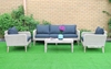 Picture of OASIS SOLID ACACIA 4PC WICKER COFFEE TABLE & SOFAS *ALUMINIUM FRAME