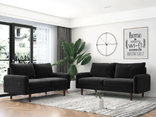 Picture of KAISON Sofa Range (Black) - Loveseat + Sofa Set