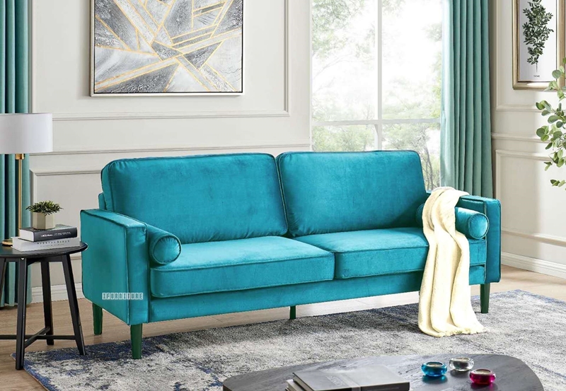 Picture of ROSINA 3 SEATER SOFA BED * GREEN VELVET