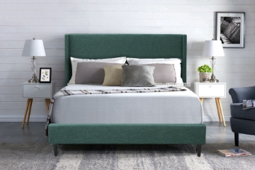 Picture of POOLE Platform Bed Frame (Green Velvet) - Queen