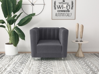 Picture of MISHTI Velvet Sofa Range (Gray) - 1 Seater (Armchair)
