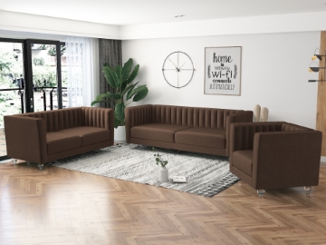 Picture of MISHTI Velvet Sofa Range (Brown) - Loveseat + Sofa Set