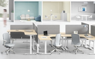 Picture of UP1 L-SHAPE Height Adjustable Desktop Only - 59" Long (Oak)