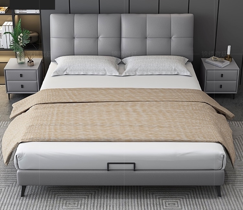 Picture of GIMORA Platform Bed Frame (Genuine Leather)- King