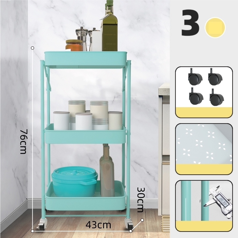 Picture of KELLY 3-TIER Foldable Rolling Cart in 4 Colors - Green