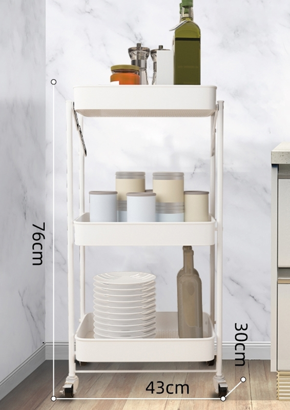 Picture of KELLY 3-TIER Foldable Rolling Cart in 4 Colors - White