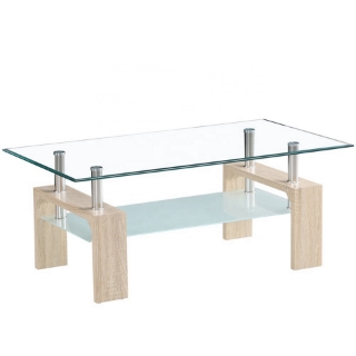 Picture of TANGULAR Temper Glass Coffee Table - Oak Veneer