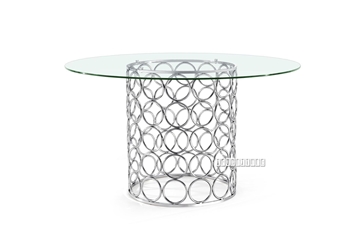 Picture of MARCANO GLASS TOP DINING TABLE *SILVER STAINLESS STEEL FRAME