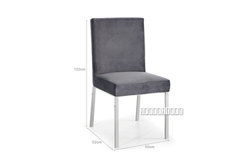 Picture of MARCANO GREY VELVET DINING CHAIR *SILVER STAINLESS STEEL FRAME