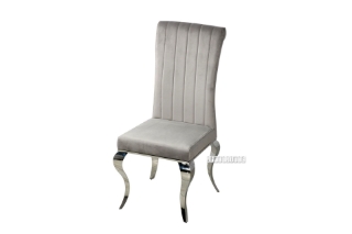 Picture of AITKEN Stainless Frame  Velvet Dining Chair (2 Colors) - Light Grey