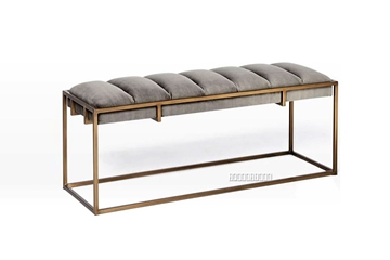 Picture of FINCHLEY GOLD FRAME DINING BENCH *GREY VELVET