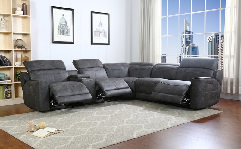 Pico Dual Power Reclining Sectional, Dual Power Reclining Leather Sectional