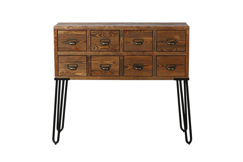 Picture of LIBRARY 8 Drawers Wood Cabinet (Brown Rustic)