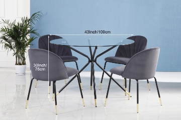 Picture of KORA 110 GLASS TOP 5PC DINING SET