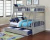 Picture of KEAN Single-Double Bunk Bed (Grey) - Bed Frame with Trundle Storage Drawer