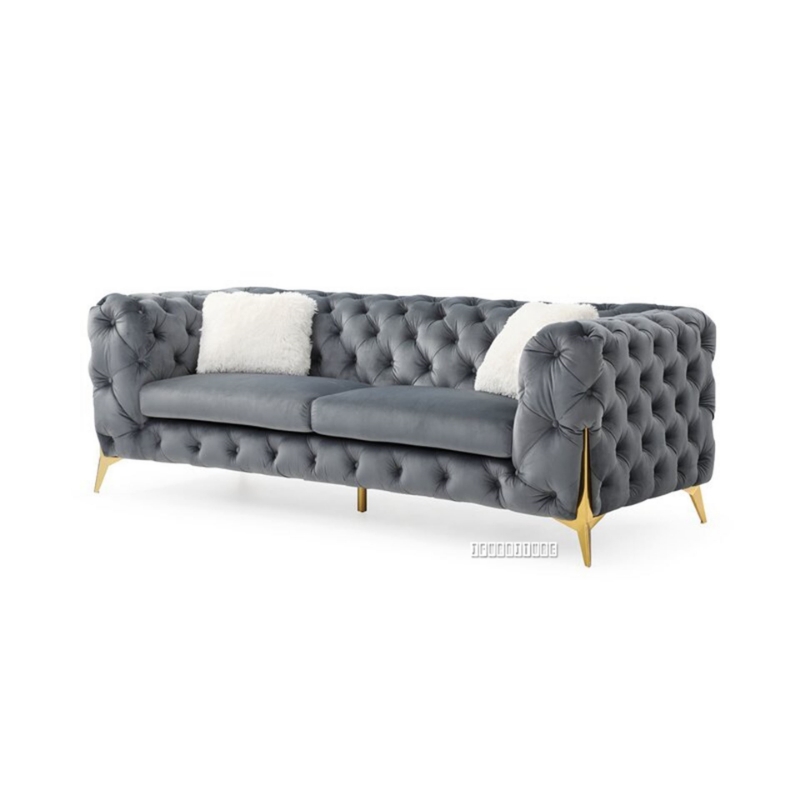 Picture of VIGO 3+2+1 Chesterfield Tufted Velvet Sofa Range (Gray) - 3 Seaters (Sofa)