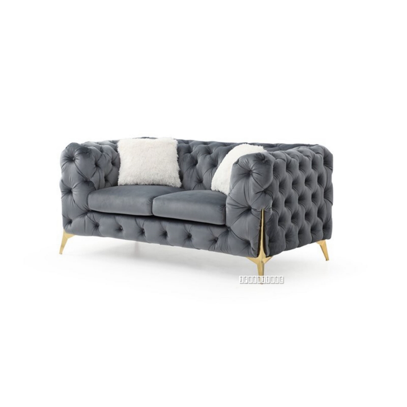 Picture of VIGO 3+2+1 Chesterfield Tufted Velvet Sofa Range (Gray) - 2 Seaters (Loveseat)