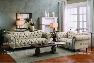 Picture of MARSALA 3+2+1 CHESTERFIELD TUFTED FABRIC SOFA RANGE *BEIGE