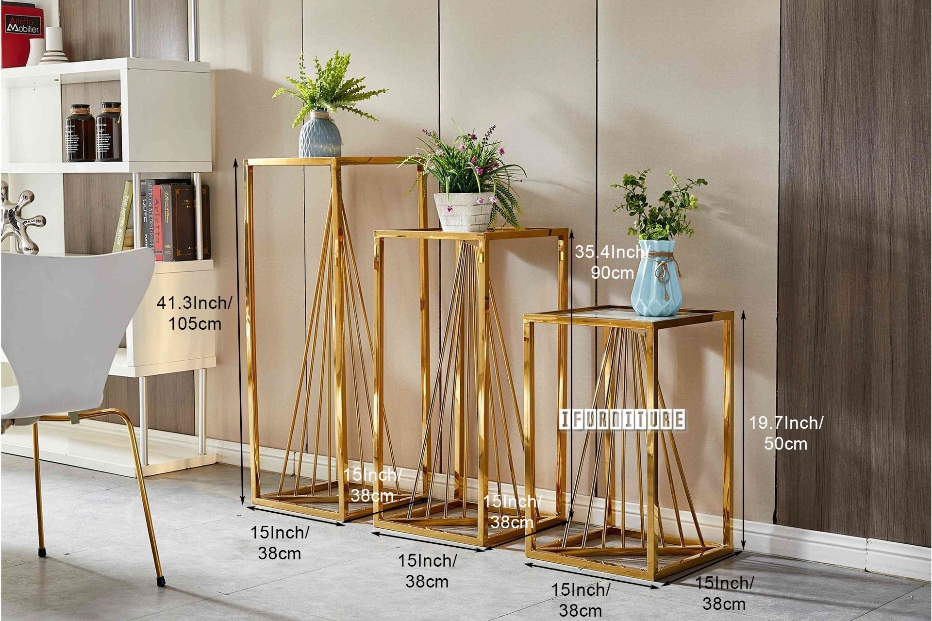 AUGUSTA Glass Top Gold Frame Side Table - Large-iFurniture-The largest ...