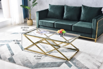 Picture of DIAMOND 120 Glass Top Coffee Table (Golden Stainless Steel Frame)