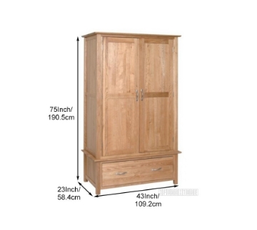 Picture of NEWLAND Solid OAK Double Wardrobe on Drawer